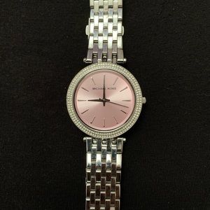 Michael Kors Silver & Pink Stainless Steel Watch